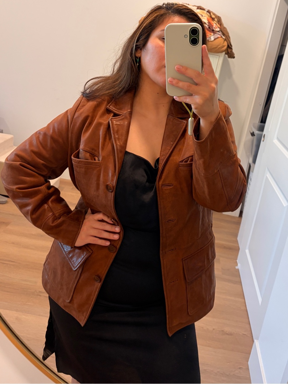 Vintage Mossimo Target Leather Jacket in Rich Cognac Brown